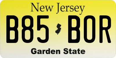 NJ license plate B85BOR