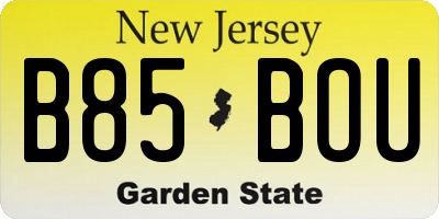 NJ license plate B85BOU