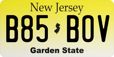 NJ license plate B85BOV