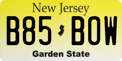 NJ license plate B85BOW