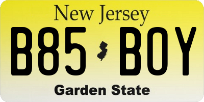 NJ license plate B85BOY