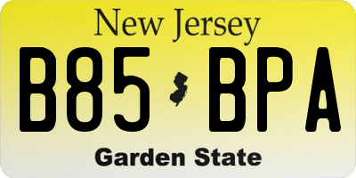 NJ license plate B85BPA