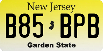 NJ license plate B85BPB