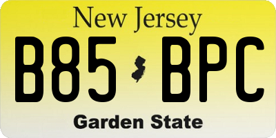 NJ license plate B85BPC