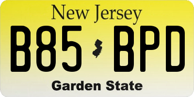 NJ license plate B85BPD