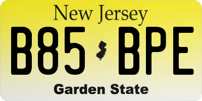 NJ license plate B85BPE