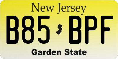 NJ license plate B85BPF