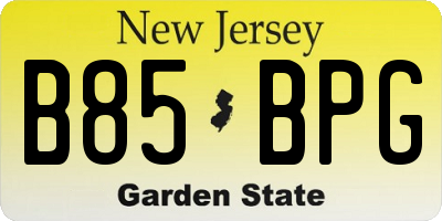 NJ license plate B85BPG