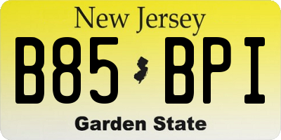 NJ license plate B85BPI