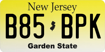 NJ license plate B85BPK