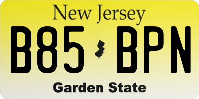 NJ license plate B85BPN