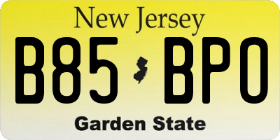 NJ license plate B85BPO