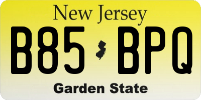 NJ license plate B85BPQ