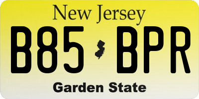 NJ license plate B85BPR