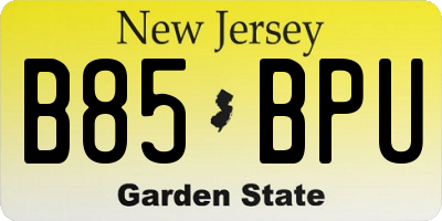 NJ license plate B85BPU