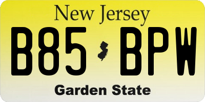 NJ license plate B85BPW