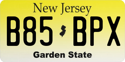 NJ license plate B85BPX