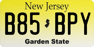 NJ license plate B85BPY