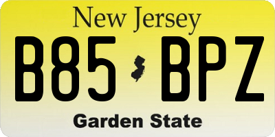NJ license plate B85BPZ