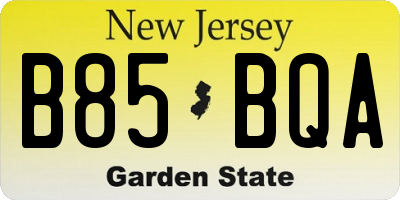 NJ license plate B85BQA