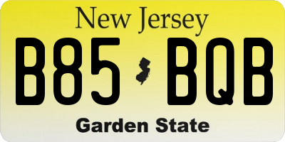 NJ license plate B85BQB
