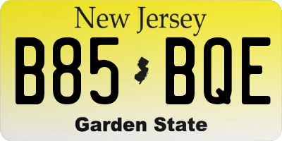 NJ license plate B85BQE