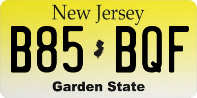 NJ license plate B85BQF