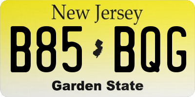 NJ license plate B85BQG