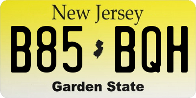 NJ license plate B85BQH