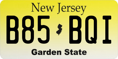 NJ license plate B85BQI