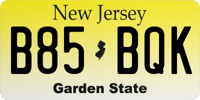 NJ license plate B85BQK
