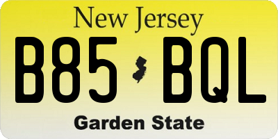 NJ license plate B85BQL