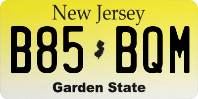 NJ license plate B85BQM
