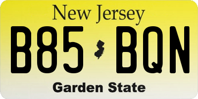 NJ license plate B85BQN
