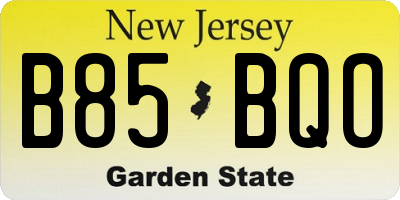 NJ license plate B85BQO