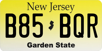 NJ license plate B85BQR