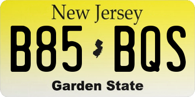 NJ license plate B85BQS