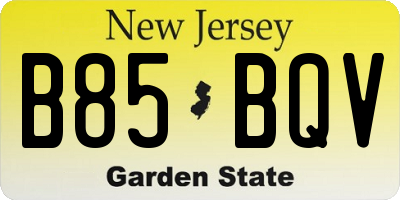 NJ license plate B85BQV
