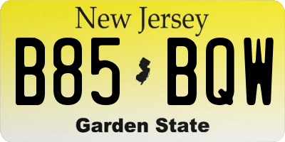 NJ license plate B85BQW