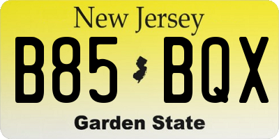 NJ license plate B85BQX