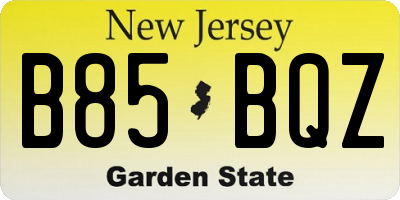 NJ license plate B85BQZ