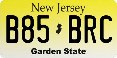 NJ license plate B85BRC