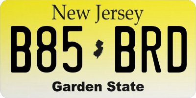 NJ license plate B85BRD