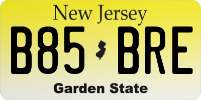 NJ license plate B85BRE
