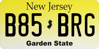 NJ license plate B85BRG