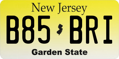 NJ license plate B85BRI