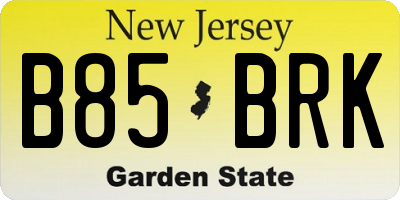 NJ license plate B85BRK