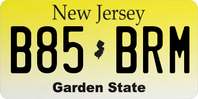 NJ license plate B85BRM