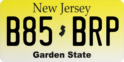 NJ license plate B85BRP
