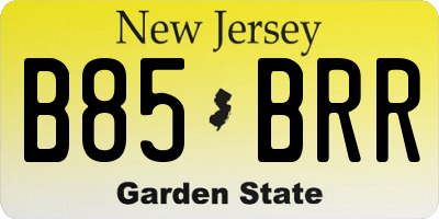 NJ license plate B85BRR